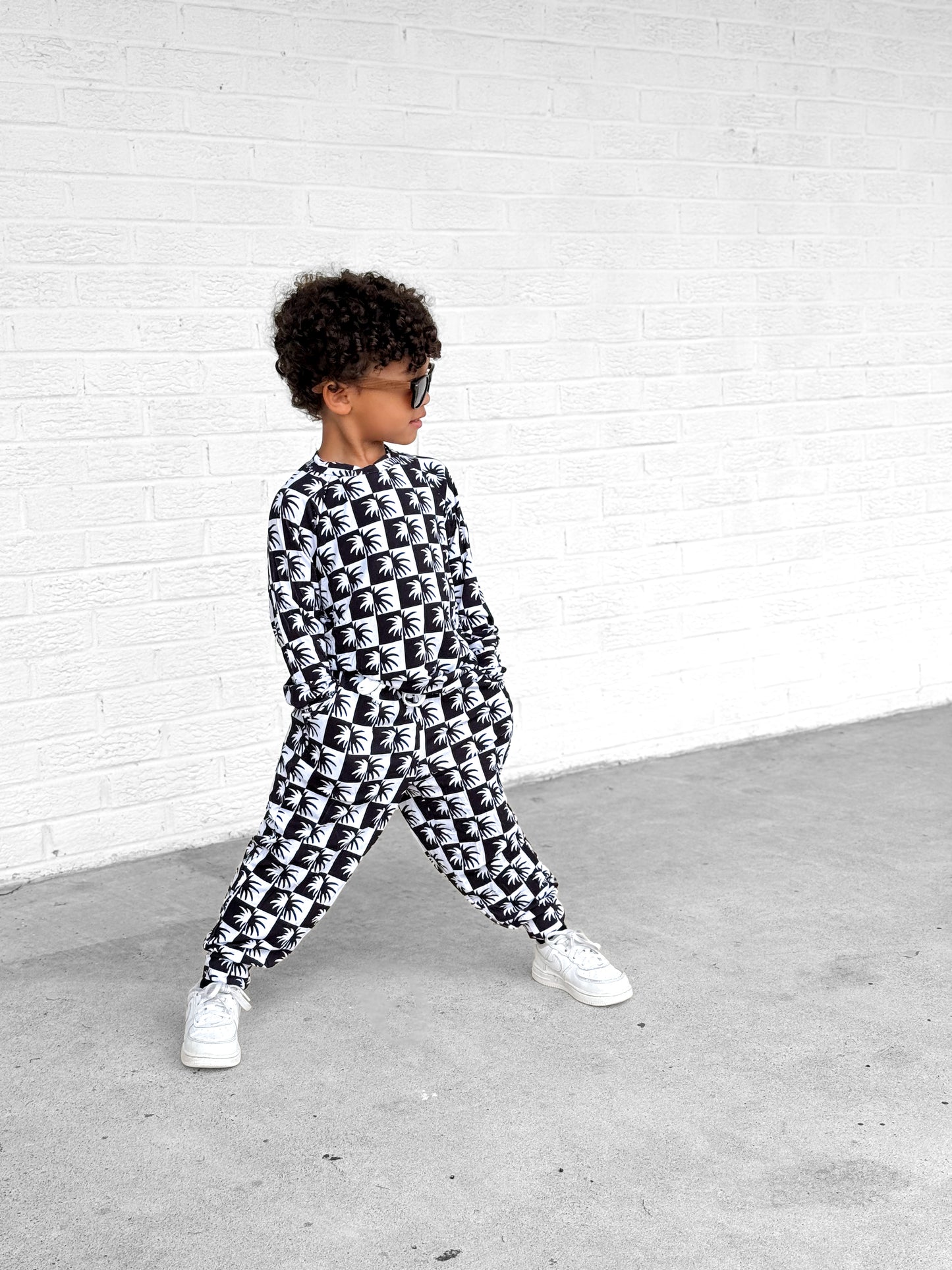 CHECKERED PALM 2 PIECE BAMBOO SET