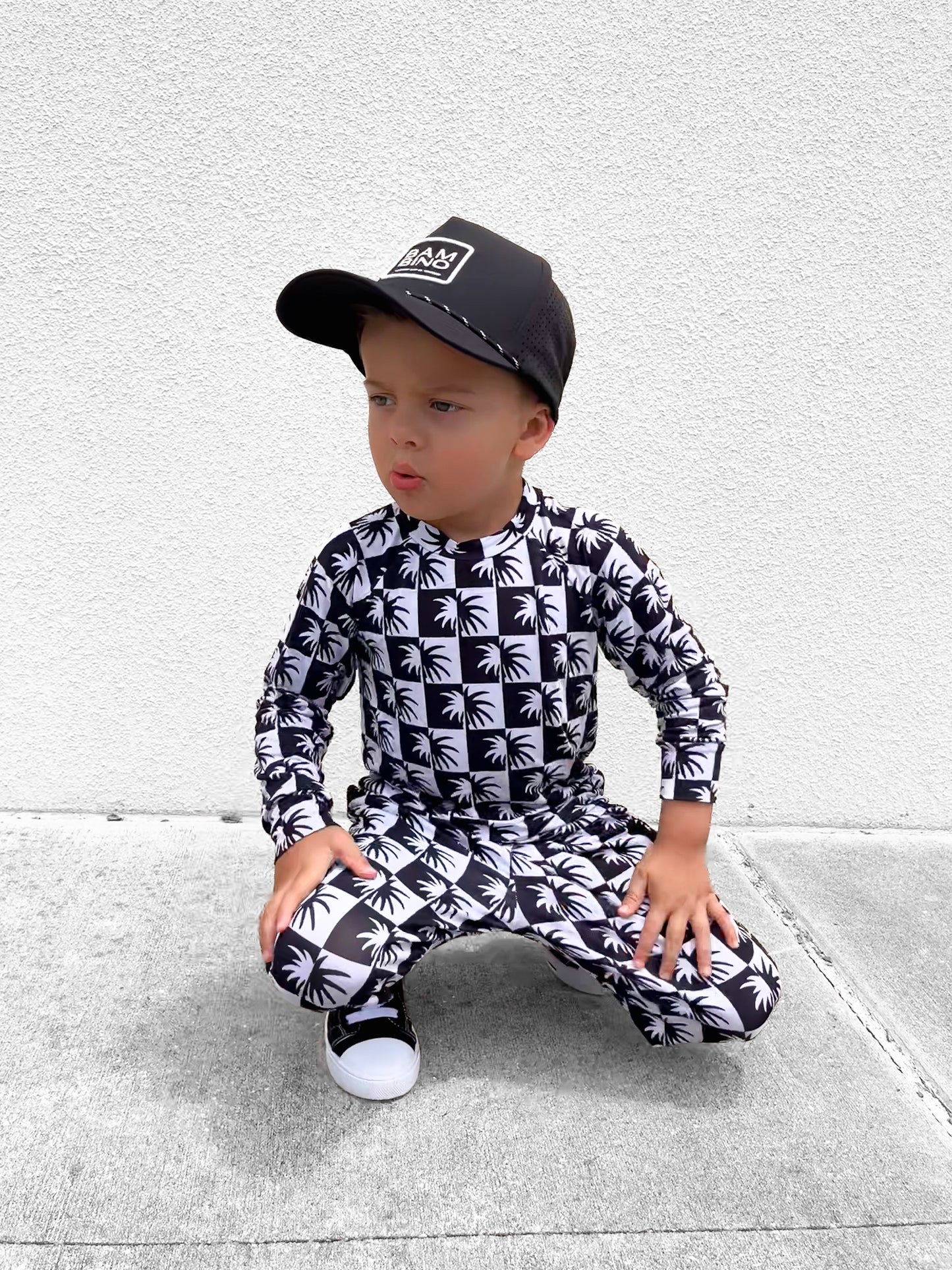 CHECKERED PALM 2 PIECE BAMBOO SET