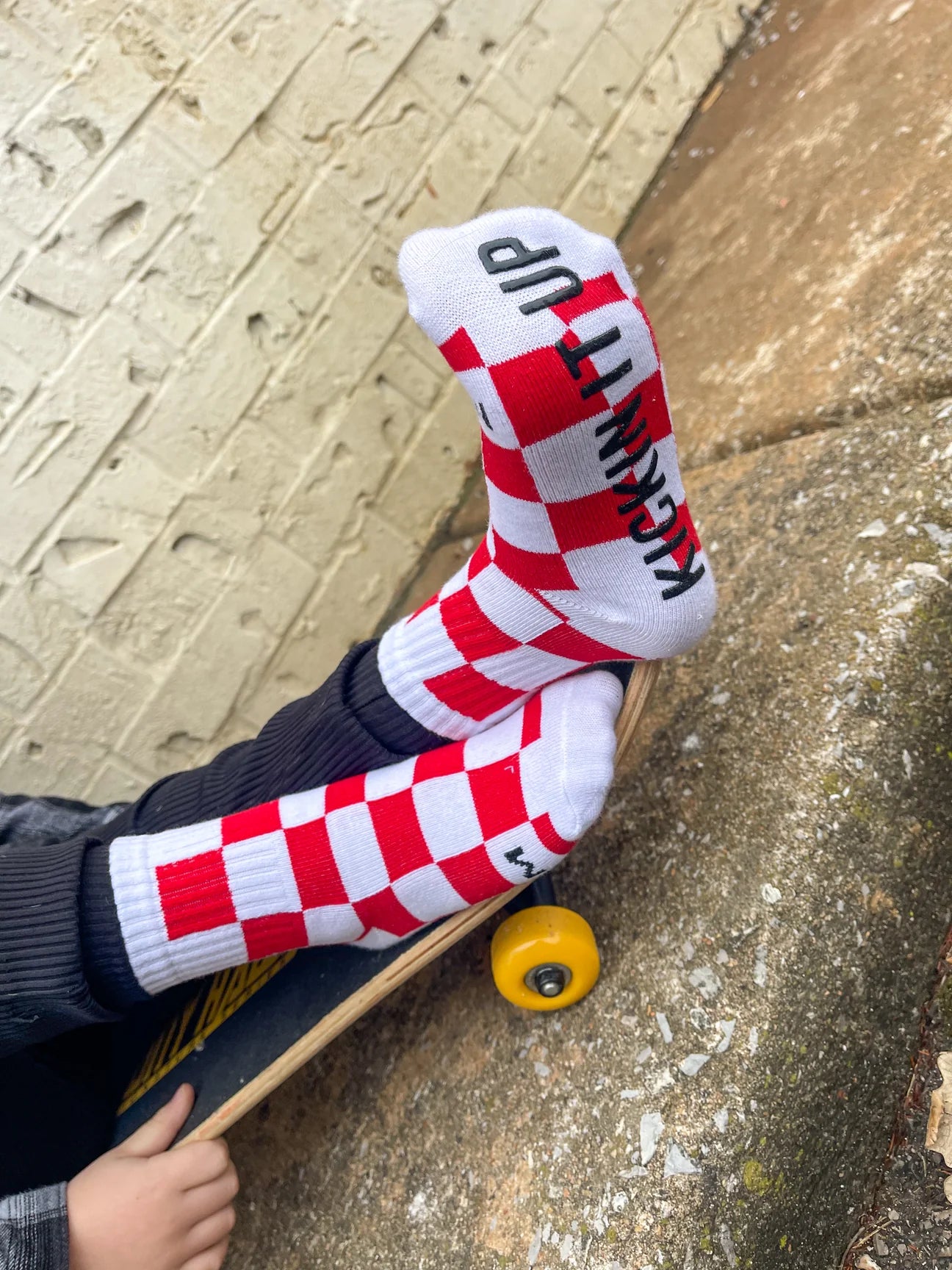 Red + White Checker Sock